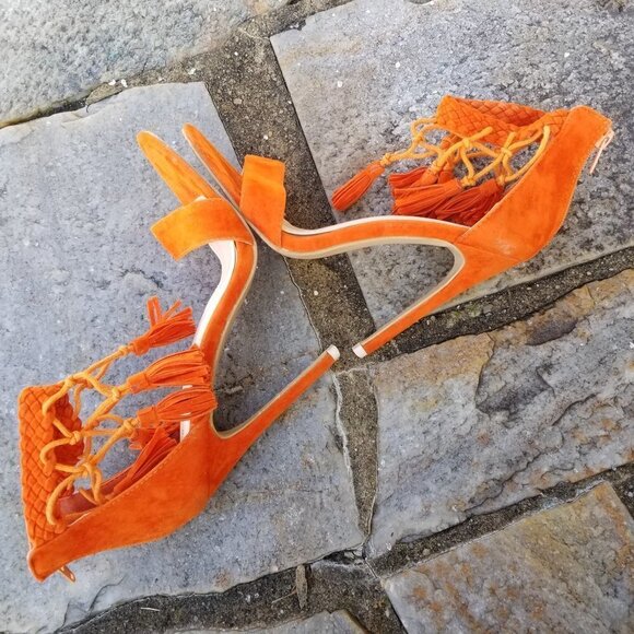 Boohoo Tassel Aztec Western Braided Heels Size 4 - Picture 3 of 8